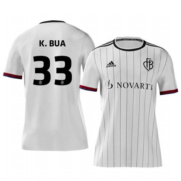 Basel Kevin Bua Men's White Away Short Sleeve Jersey 19-20