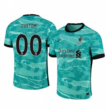 Custom Liverpool 2020-21 Away Men's Green Short Sleeve Jersey