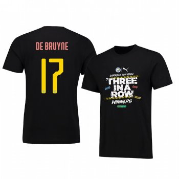 Kevin De Bruyne Manchester City Carabao Cup Final Black Three In A Row Winners T-shirt