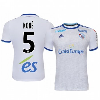 Lamine Kone Strasbourg 19-20 White Away Replica Jersey Men's