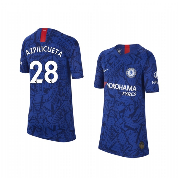 Youth Cesar Azpilicueta Chelsea Home Short Sleeve Jersey 19-20