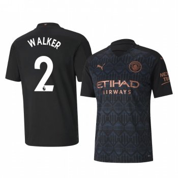 Manchester City Kyle Walker Men's Black Away Replica Jersey 2020-21