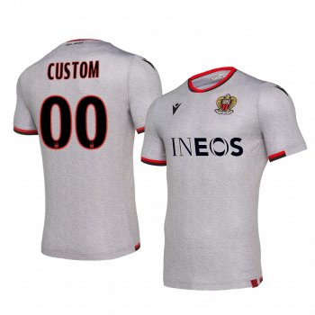 OGC Nice Custom Men's Grey Away Short Sleeve Jersey 19-20