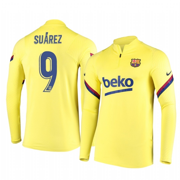 Luis Suarez Barcelona Men's Gold Strike Drill Quarter-Zip Jacket Raglan Sleeves