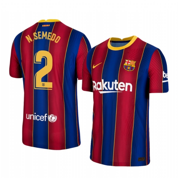 Barcelona Nélson Semedo Home Men's Authentic Short Sleeve Blue Red Jersey 2020-21