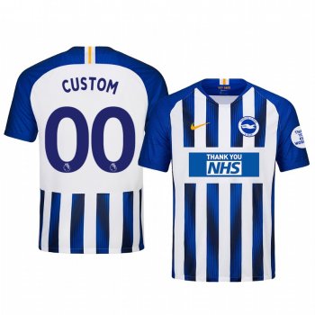 Custom Brighton and Hove Albion 2020 White Blue Thank You NHS Men's Short Sleeve Jersey