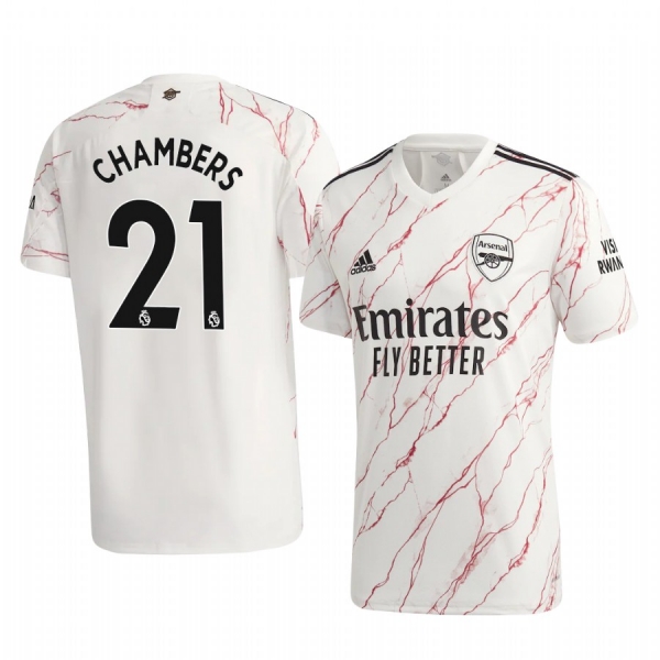 Calum Chambers Arsenal 2020-21 Away Men's White Short Sleeve Jersey