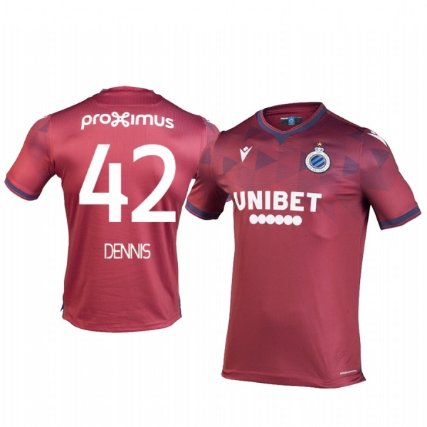 Emmanuel Dennis Club Brugge KV Away Red Short Sleeve Jersey