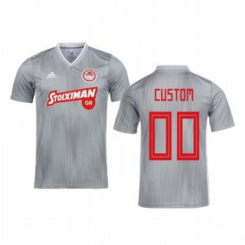 Youth Custom Olympiacos Piraeus 19-20 Gray Away Youth Short Sleeve Jersey