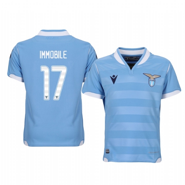 Youth Ciro Immobile Lazio 19-20 Home Light Blue Short Sleeve Jersey