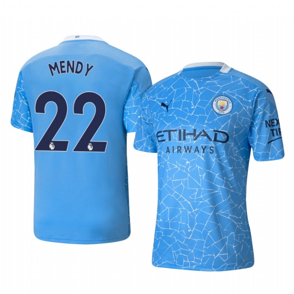 Benjamin Mendy Manchester City 2020-21 Home Replica Short Sleeve Blue Jersey