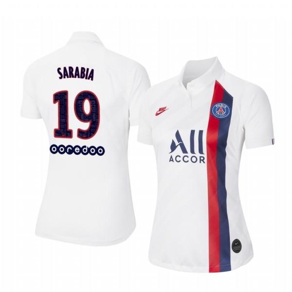 Women's Pablo Sarabia Paris Saint-Germain 19-20 Third White Alternate Short Sleeve Jersey