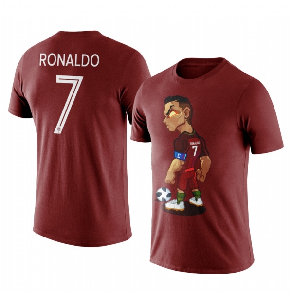 Men's Cristiano Ronaldo Portugal Cartoon Mascot Personalize Short Sleeve T-shirt