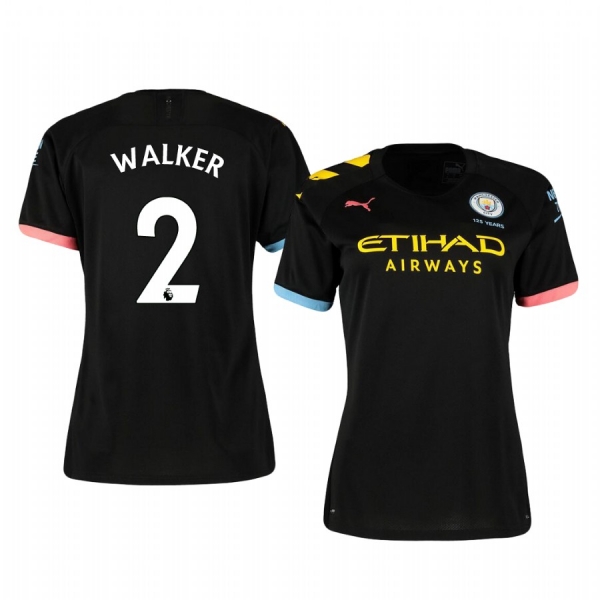 Women's Kyle Walker Manchester City Away Short Sleeve Jersey 19-20