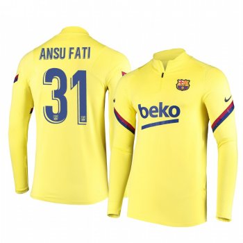 Ansu Fati Barcelona Men's Gold Strike Drill Quarter-Zip Jacket Raglan Sleeves