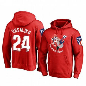 Sime Vrsaljko Atletico de Madrid Red Team Logo Pullover Hoodie