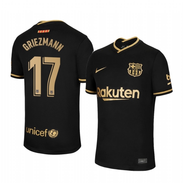 Antoine Griezmann Barcelona 2020-21 Away Men's Black Short Sleeve Jersey