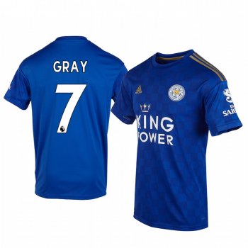 Men's Demarai Gray Leicester City Home Short Sleeve Jersey 19-20