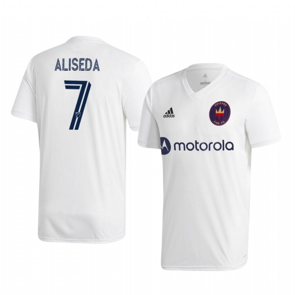 Ignacio Aliseda Chicago Fire 2020-21 Away Men's White Short Sleeve Jersey