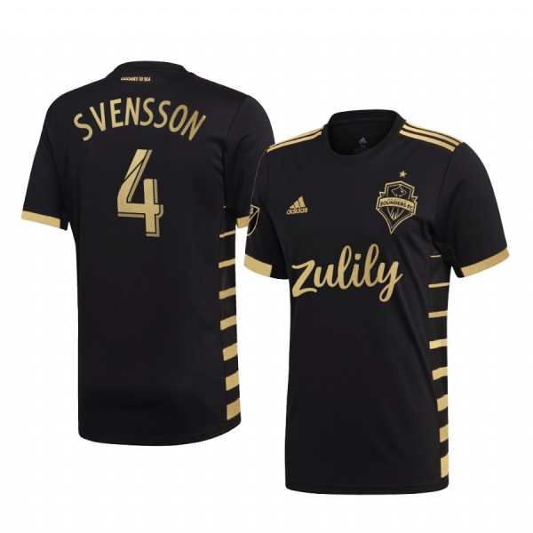 Gustav Svensson Seattle Sounders FC 2019 MLS Cup Champions Black Short Sleeve Jersey