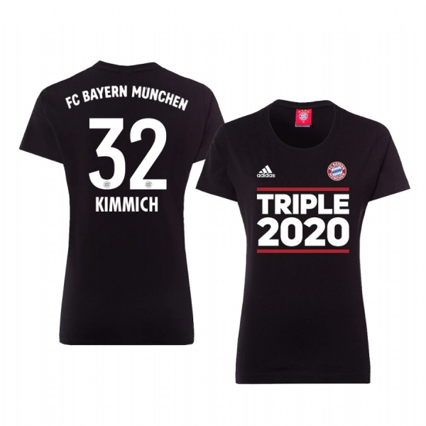 Women's Bayern Munich Black Triple 2020 Short Sleeve T-Shirt