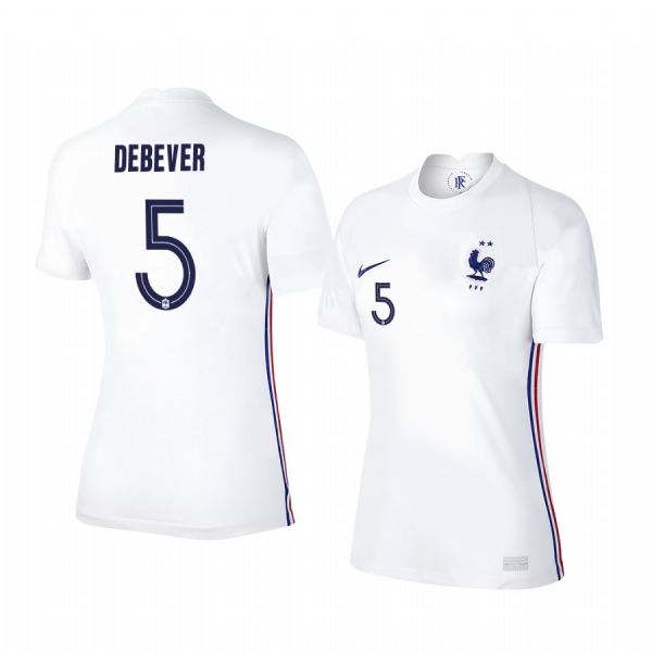 Women's Julie Debever France 2020 White Away Short Sleeve Jersey