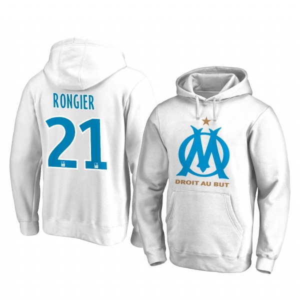 Valentin Rongier Olympique de Marseille Team Logo White Iconic Pullover Hoodie