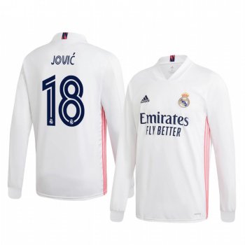 Luka Jović Real Madrid 2020-21 Home Men's White Long Sleeve Jersey