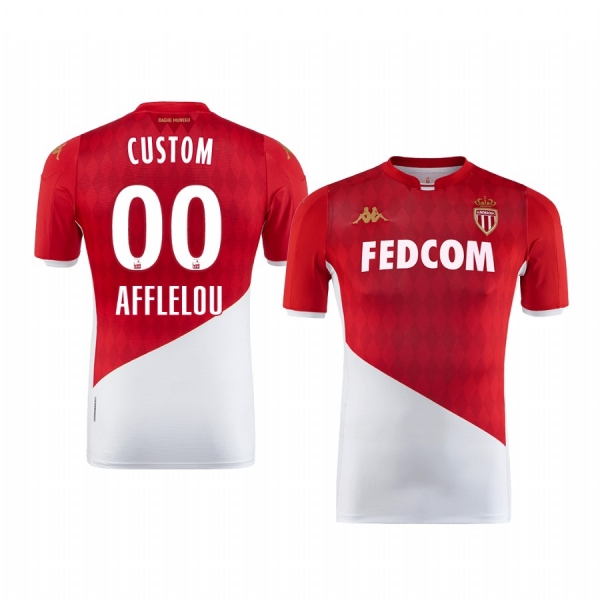 Custom AS Monaco 19-20 Home Men's Red White Short Sleeve Jersey