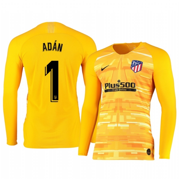 19-20 Atletico de Madrid Antonio Adan Yellow Long Sleeve Goalkeeper Jersey Men's