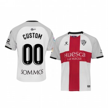 Custom SD Huesca Away White Short Sleeve Jersey