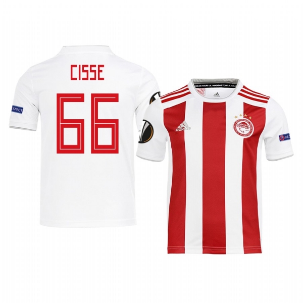 Youth Pape Abou Cisse Olympiacos Piraeus UEFA Europa League Home White Short Sleeve Jersey