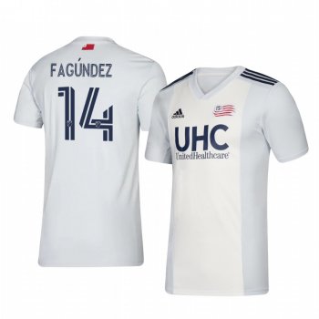 Diego Fagúndez New England Revolution 2020-21 Away Men's White Short Sleeve Jersey