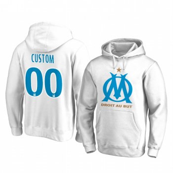 Custom Olympique de Marseille Team Logo White Iconic Pullover Hoodie