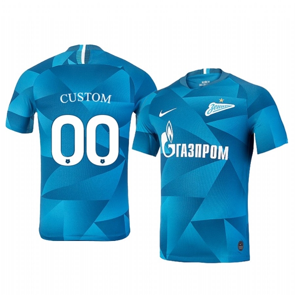 Custom Zenit Saint Petersburg Home Blue Short Sleeve Jersey