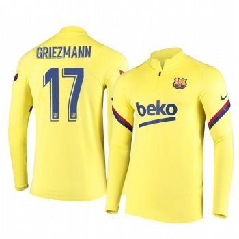 Antoine Griezmann Barcelona Men's Gold Strike Drill Quarter-Zip Jacket Raglan Sleeves