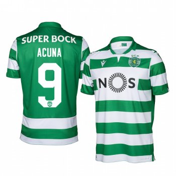 Sporting Lisbon Marcos Acuna Men's Green Home Short Sleeve Jersey 19-20