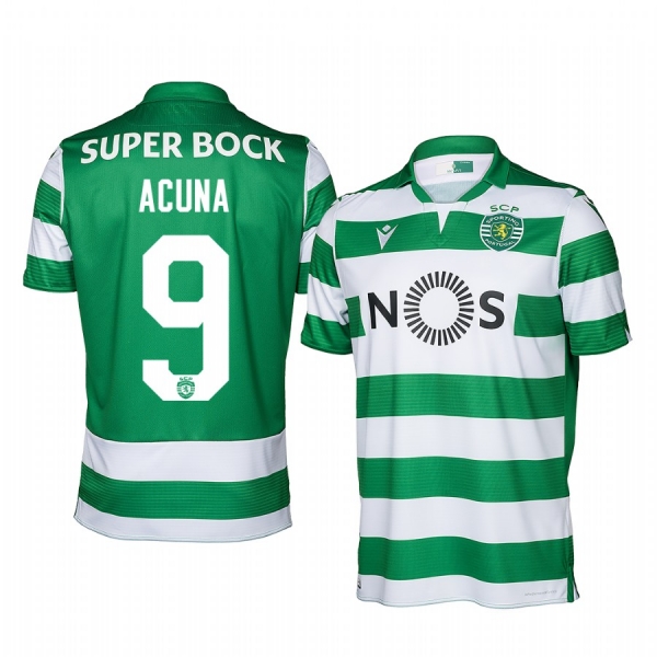 Sporting Lisbon Marcos Acuna Men's Green Home Short Sleeve Jersey 19-20