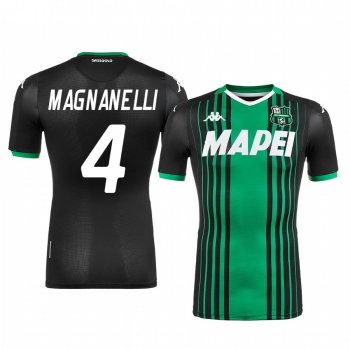 Francesco Magnanelli U.S. Sassuolo Calcio 2019-20 Black Home Men's Short Sleeve Jersey