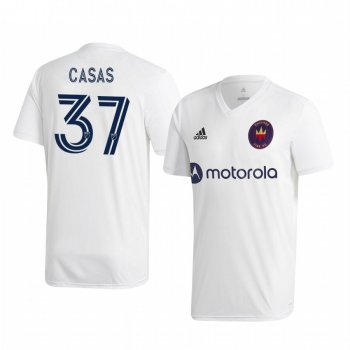 Javier Casas Chicago Fire 2020-21 Away Men's White Short Sleeve Jersey