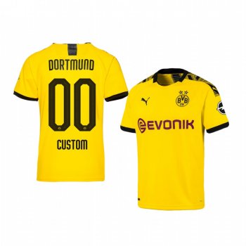 Youth Custom Borussia Dortmund 19-20 Home Youth Yellow Official Short Sleeve Jersey