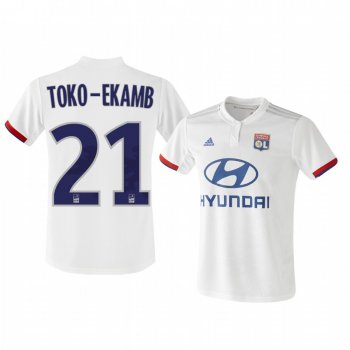 Karl Toko Ekambi Olympique Lyonnais 19-20 Home Men's White Official Short Sleeve Jersey