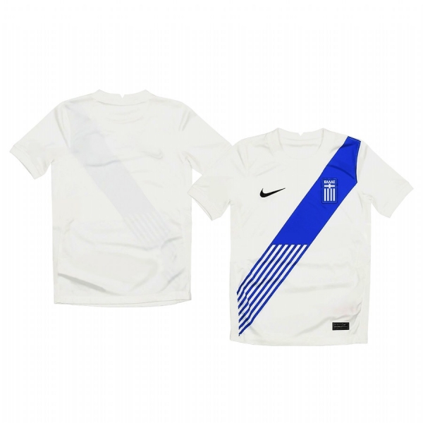 Youth Greece 2020 White Home Short Sleeve Jersey