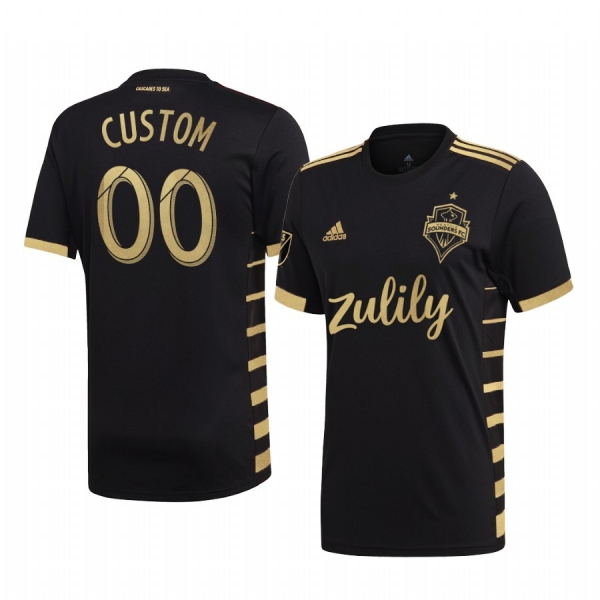 Custom Seattle Sounders FC 2019 MLS Cup Champions Black Short Sleeve Jersey