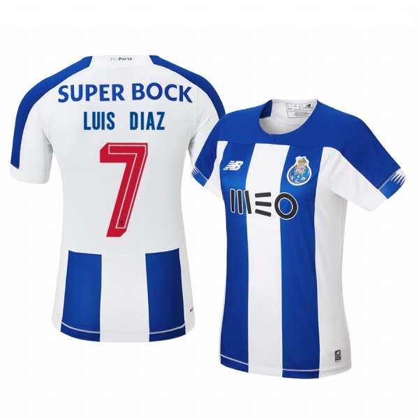 Women's Luis Diaz Porto 19-20 Home Blue White Official Short Sleeve Jersey