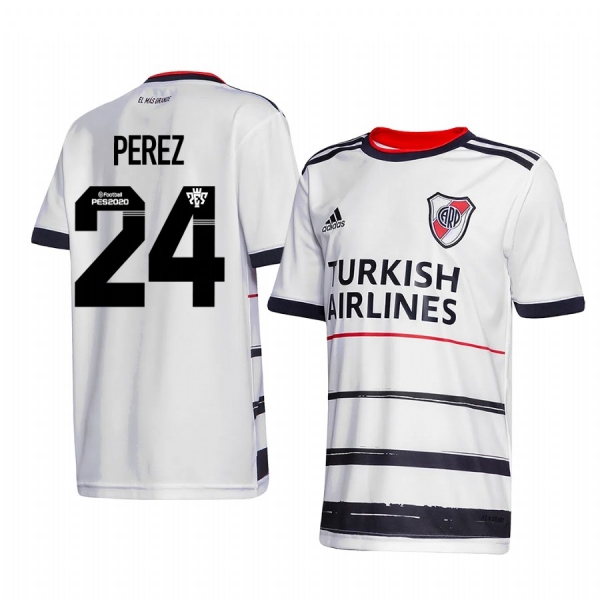 River Plate Enzo Perez 2020 Third Men's White Short Sleeve Jersey