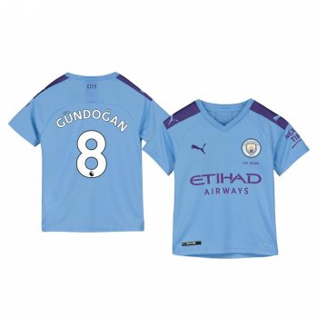 Youth Ilkay Gundogan Manchester City Home Short Sleeve Jersey 19-20