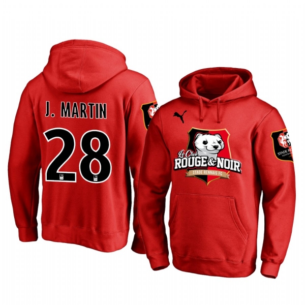 Jonas Martin Stade Rennais Red Team Logo Pullover Hoodie