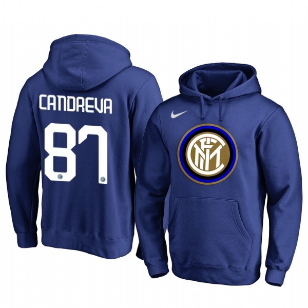 Antonio Candreva Internazionale Milano Team Logo Royal Iconic Pullover Hoodie