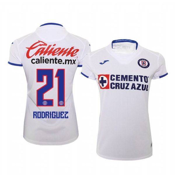 Women's Jonathan Rodriguez Cruz Azul 19-20 White Away Short Sleeve Jersey